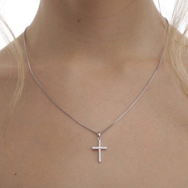 Natural White Topaz Cross pendant for women