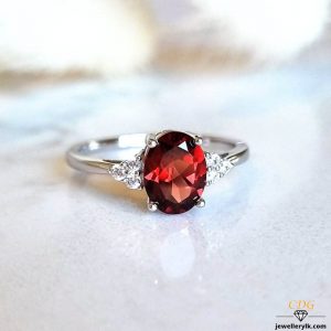 925 Starling Silver Natural Garnet Ring- Engagement Ring- Birthday Gift for Her- Anniversary Ring