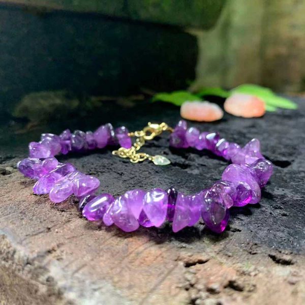 Natural Amethyst Purple Gemstone Bracelet Handmade Women's Jewelry Gifts